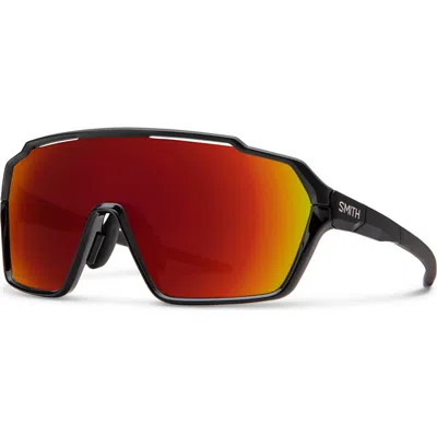 Smith Shift Mag 99mm Shield Sunglasses In Black/chromapop Red Mirror