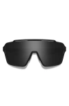 Smith Shift Xl Mag 142mm Shield Sunglasses In Matte Black/chromapop Black