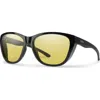 Smith Shoal 58mm Chromapop Polarized Wraparound Sunglasses In Black/low Light Yellow