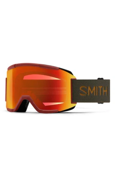 Smith Squad 203mm Chromapop™ Snow Goggles In Ironwood/red Mirror