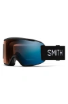 Smith Squad Small Fit Chromapop™ Low Bridge Snow Goggles In Black/blue Mirror