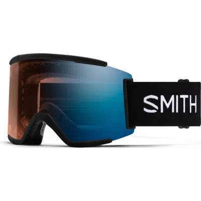 Smith Squad Xl Large Fit Chromapop™ Low Bridge Snow Goggles In Black/photochromic Blue