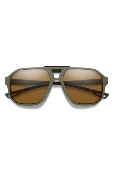 Smith Truss 57mm Chromapop™ Polarized Aviator Sunglasses In Green