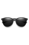 Smith Wander 55mm Chromapop™ Polarized Round Sunglasses In Matte Black/black