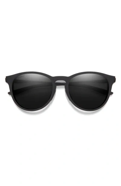 Smith Wander 55mm Chromapop™ Polarized Round Sunglasses In Matte Black/black