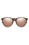 Smith Wander 55mm Chromapop™ Polarized Round Sunglasses In Tortoise/rose Gold Mirror