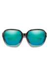 Smith Whitney 61mm Chromapop™ Polarized Wraparound Square Sunglasses In Opal Fade/opal Mirror