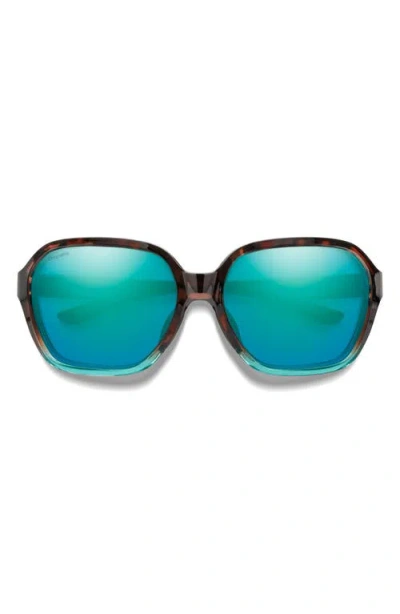 Smith Whitney 61mm Chromapop™ Polarized Wraparound Square Sunglasses In Opal Fade/opal Mirror