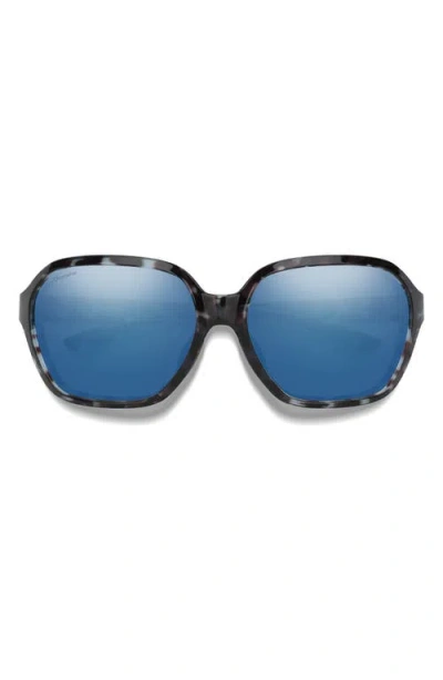 Smith Whitney 61mm Chromapop™ Polarized Wraparound Square Sunglasses In Sky Tortoise/blue Mirror