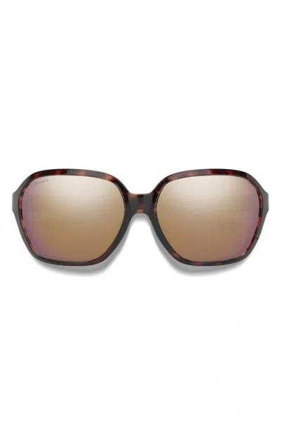 Smith Whitney 61mm Chromapop™ Polarized Wraparound Square Sunglasses In Tortoise/rose Gold Mirror