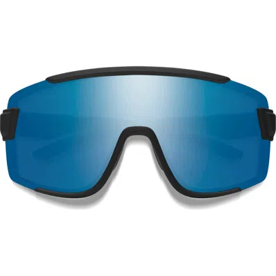 Smith Wildcat 140mm Chromapop™ Polarized Shield Snow Goggles In Matte Black/blue Mirror