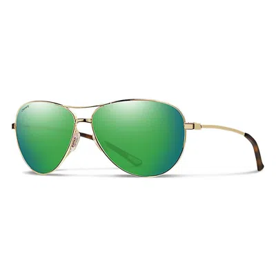 Smith Women's Langley Chromapop Polarized Sunglasses In Gold / Green Mirror