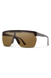 Smith Xc 138mm Chromapop™ Polarized Oversize Shield Sunglasses In Matte Tortoise/brown