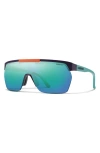 Smith Xc 138mm Chromapop™ Polarized Oversize Shield Sunglasses In Purple/cinder/hi Viz