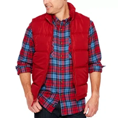 Smiths Workwear Double Insulated Channel Mens Midweight Puffer Vest In Red