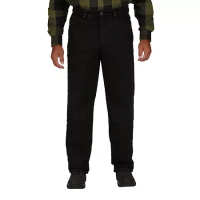 Smiths Workwear Fleece Lined Mens Stretch Fabric Straight Leg Regular Fit Jean In Black