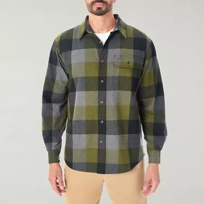 Smiths Workwear Mens Long Sleeve Regular Fit Big And Tall Flannel Shirt In Green