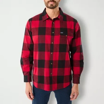 Smiths Workwear Mens Long Sleeve Regular Fit Big And Tall Flannel Shirt In Red