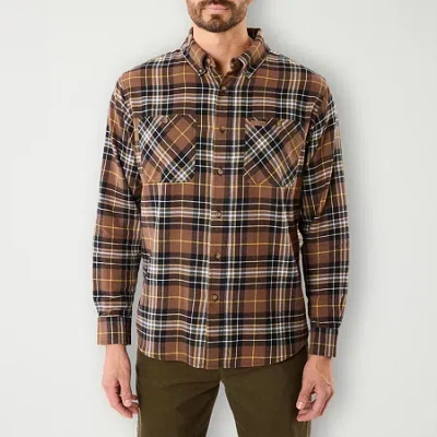 Smiths Workwear Mens Long Sleeve Regular Fit Flannel Shirt In Brown
