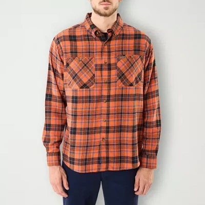 Smiths Workwear Mens Long Sleeve Regular Fit Flannel Shirt In Orange
