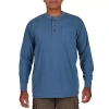 Smiths Workwear Mens Long Sleeve Regular Fit Henley Shirt In Blue