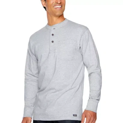 Smiths Workwear Mens Long Sleeve Regular Fit Henley Shirt In Gray