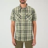 Smiths Workwear Mens Short Sleeve Regular Fit Stretch Fabric Button-down Shirt In Green