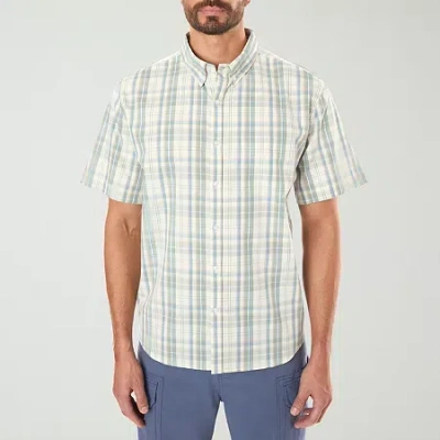 Smiths Workwear Mens Short Sleeve Relaxed Fit Button-down Shirt In Green