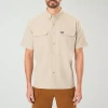 Smiths Workwear Quick Dry Performance Mens Short Sleeve Regular Fit Big And Tall Button-down Shirt In Brown
