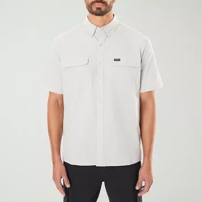 Smiths Workwear Quick Dry Performance Mens Short Sleeve Regular Fit Big And Tall Button-down Shirt In Gray