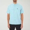 Smiths Workwear Quick Dry Performance Mens Short Sleeve Regular Fit Big And Tall Button-down Shirt In Green