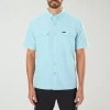Smiths Workwear Quick Dry Performance Mens Short Sleeve Regular Fit Button-down Shirt In Green