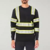Smiths Workwear Reflective Safety Mens Crew Neck Long Sleeve T-shirt In Black