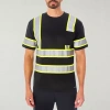 Smiths Workwear Reflective Safety Mens Crew Neck Short Sleeve T-shirt In Black