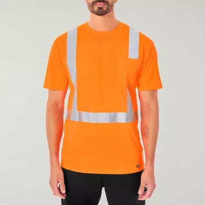 Smiths Workwear Reflective Safety Mens Crew Neck Short Sleeve T-shirt In Orange