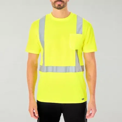 Smiths Workwear Reflective Safety Mens Crew Neck Short Sleeve T-shirt In Yellow