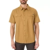 Smiths Workwear Sandwashed Mens Short Sleeve Regular Fit Button-down Shirt In Brown