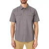 Smiths Workwear Sandwashed Mens Short Sleeve Regular Fit Button-down Shirt In Gray