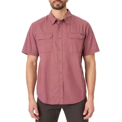 Smiths Workwear Sandwashed Mens Short Sleeve Regular Fit Button-down Shirt In Red