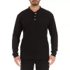 Smiths Workwear Sherpa Bonded Mens Long Sleeve Regular Fit Henley Shirt In Black