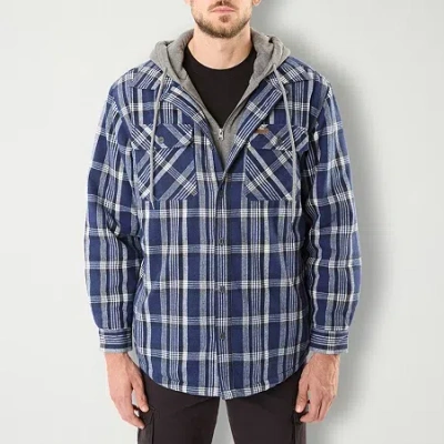 Smiths Workwear Sherpa Flannel Mens Midweight Big And Tall Shirt Jacket In Blue