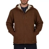 Smiths Workwear Sherpa Hooded Thermal Mens Shirt Jacket In Brown