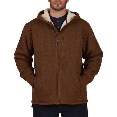 Smiths Workwear Sherpa Hooded Thermal Mens Shirt Jacket In Brown
