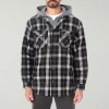 Smiths Workwear Sherpa Lined Flannel Mens Hooded Midweight Shirt Jacket In Black