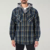 Smiths Workwear Sherpa Lined Flannel Mens Hooded Midweight Shirt Jacket In Blue