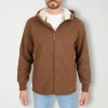 Smiths Workwear Sherpa Lined Heathered Mens Hooded Midweight Big And Tall Shirt Jacket In Brown