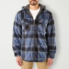 Smiths Workwear Sherpa Lined Mens Fleece Hooded Midweight Shirt Jacket In Blue