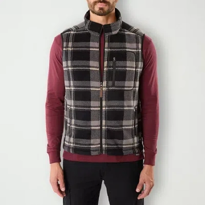 Smiths Workwear Sherpa Lined Plaid Mens Midweight Fleece Vest In Gray