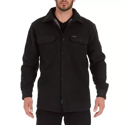 Smiths Workwear Sherpa Mens Fleece Shirt Jacket In Black
