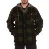 Smiths Workwear Sherpa Microfleece Mens Hooded Shirt Jacket In Green
